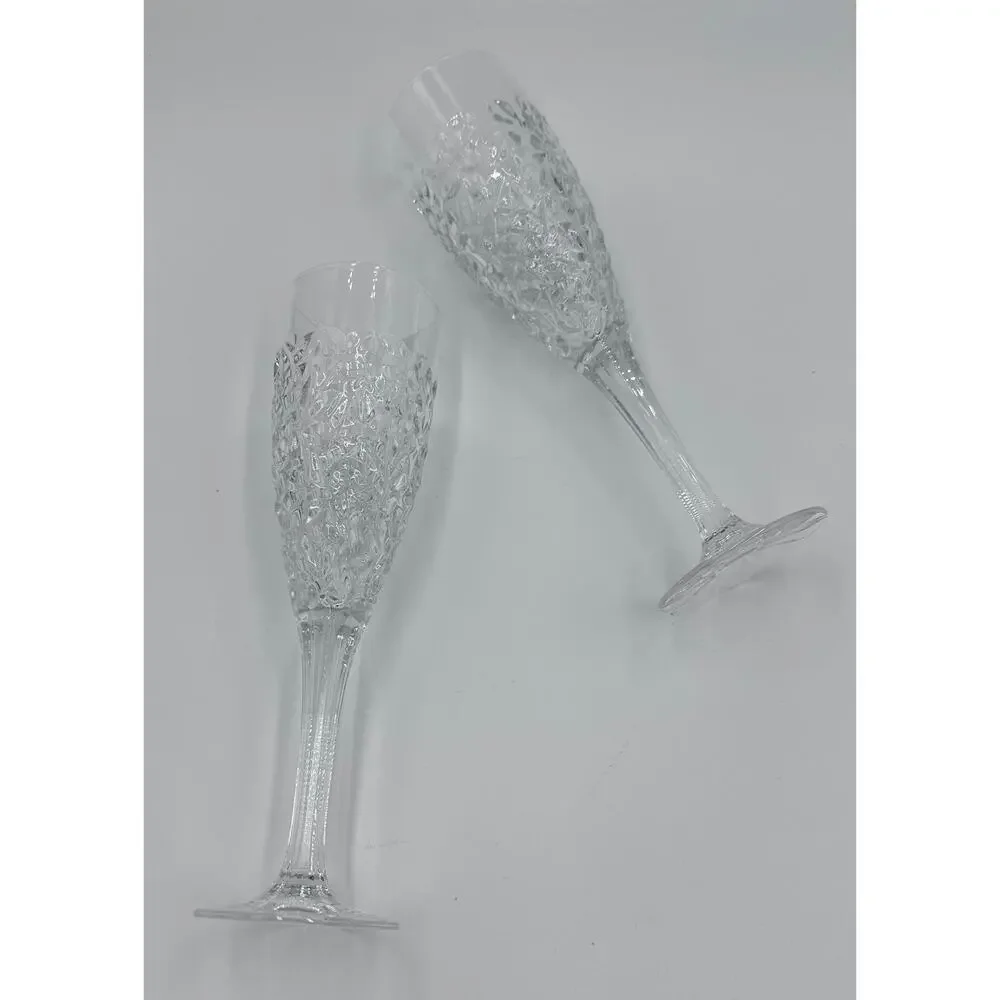 Rogaska Ice Cold Crystal Champagne Toasting Fluted Glasses